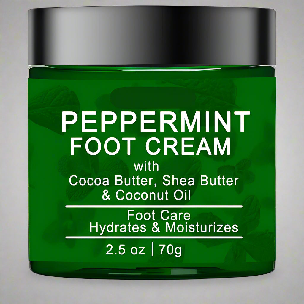 Peppermint Foot Hydration Cream - 2.5oz Cream with Shea Butter & Coconut Oil, Cracked Heel Repair for All Skin Types