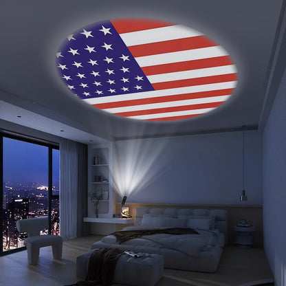 USB Plug-In American Flag Projector Night Light – Rotatable Patriotic Light for Wall, Ceiling, and Event Decorations