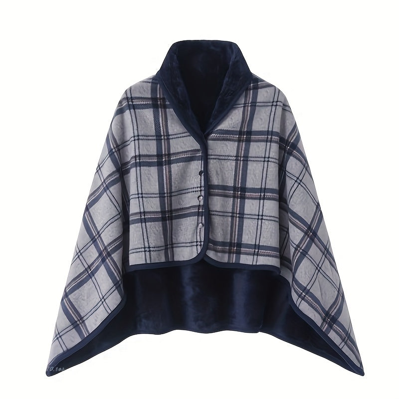 Cozy Checkered Knit Blanket – Double-Layer Soft Polyester Throw for Office Naps, Winter Warmth, and Stylish Home Comfort