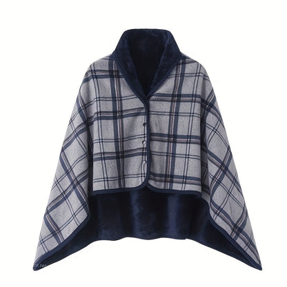 Cozy Checkered Knit Blanket – Double-Layer Soft Polyester Throw for Office Naps, Winter Warmth, and Stylish Home Comfort