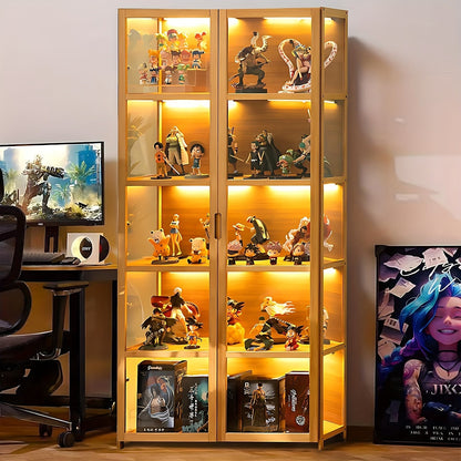 Five Tier Wooden Cabinet Organizer – Elegant Display Storage for Collectibles, Keepsakes, and Miniatures in Any Room or Workspace
