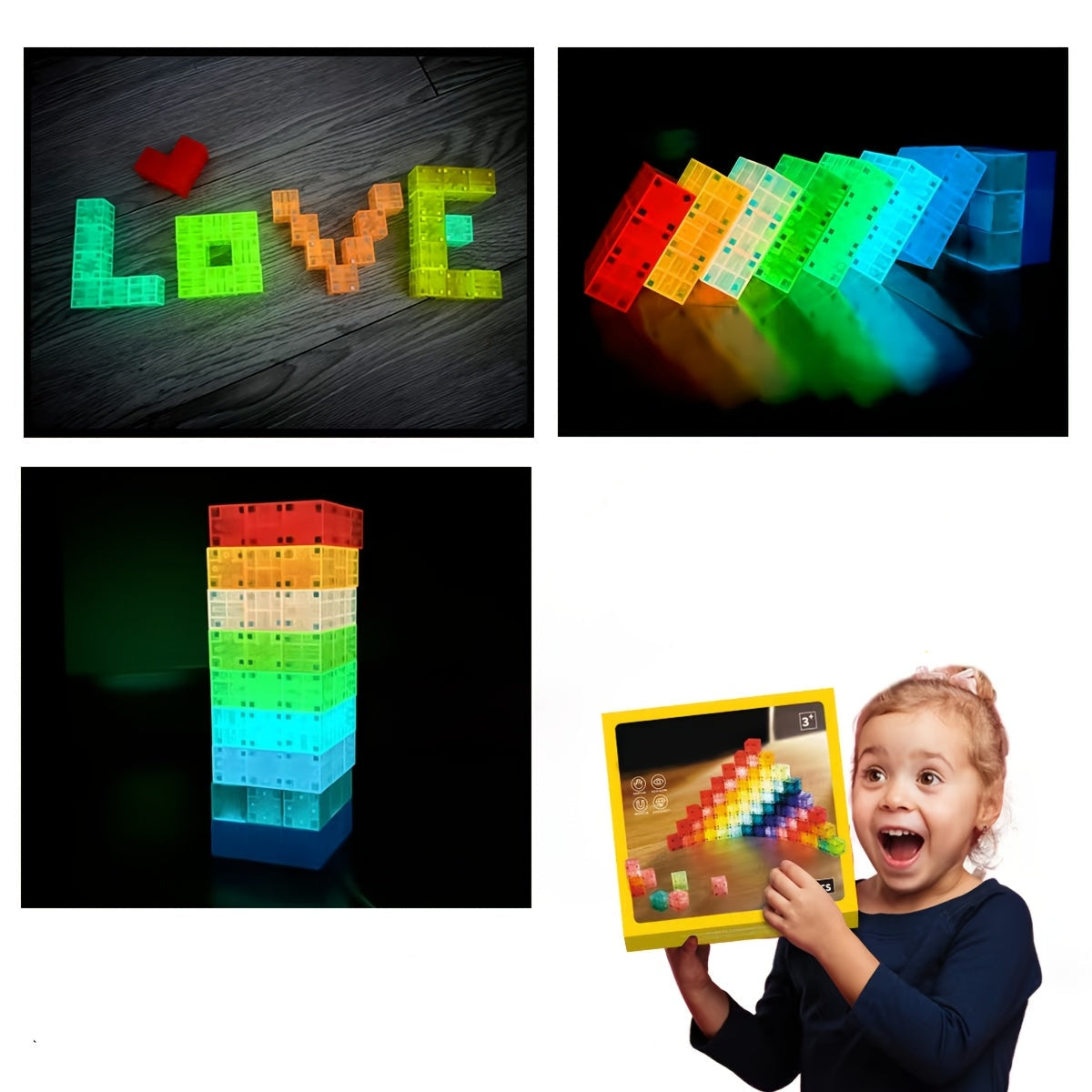 Magnetic Night-Light Blocks Set – 54-Piece Translucent Magnetic Cubes for Creative STEM Building & Toddler Development Play