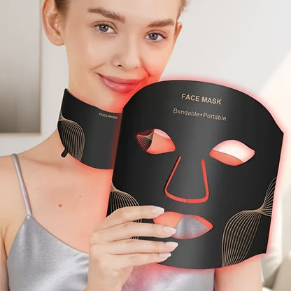 Rechargeable Portable LED Facial & Neck Mask – 7-Color  Skincare Device for Anti-Aging, Acne Treatment, Wrinkle Reduction, Skin Brightening, and Professional Home Spa Therapy