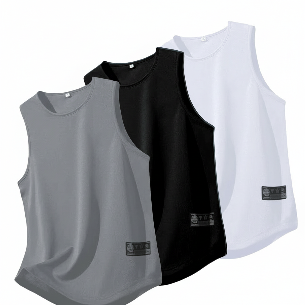 Three Piece Men’s Quick-Dry Mesh Vest Set – Moisture-Wicking Sleeveless Training Shirts for Running, Gym, Bodybuilding & Sports