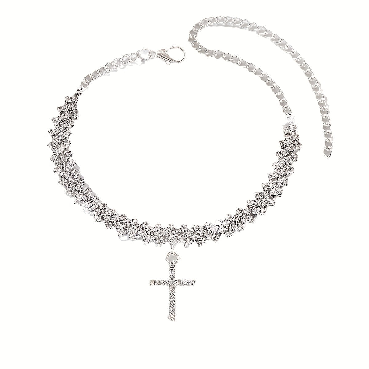 Golden Glitter Cross Anklet Set – Delicate Women’s Summer Beach Anklets with Adjustable Fit for Sexy Elegant Jewelry Styling