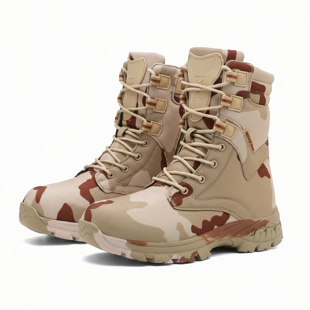 Men’s Camo High-Top Hiking Boots – Non-Slip Lace-Up Outdoor Work Shoes for Trekking, Hunting & Adventure