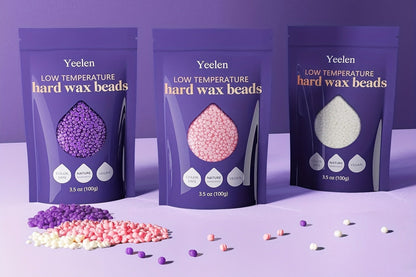 Sensitive Skin Wax Beads Hair Removal Kit – 6pcs Bikini Wax Beads with Silicone Pot for Smooth Body, Legs, and At-Home Waxing