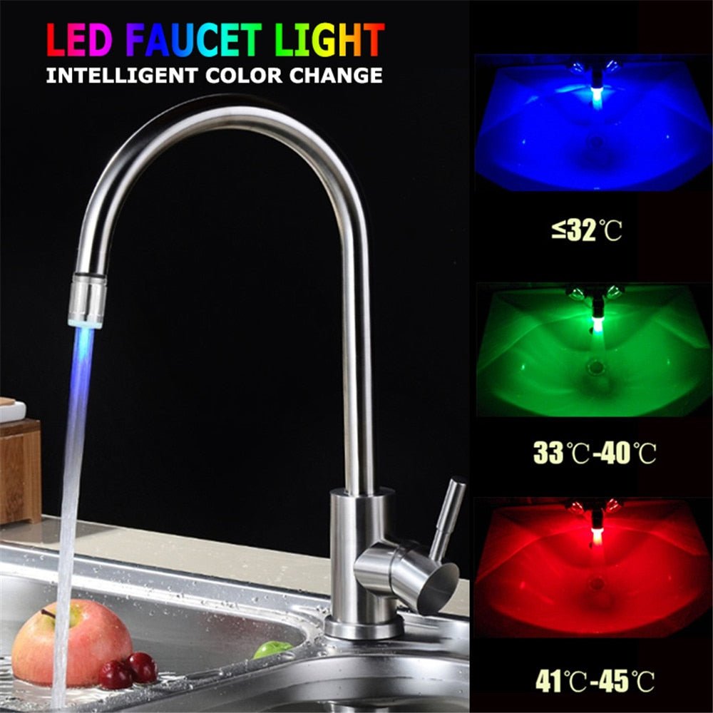 Color-Changing Glow LED Faucet Light for Bathroom Kitchen Tap Sink, Temperature-sensitive