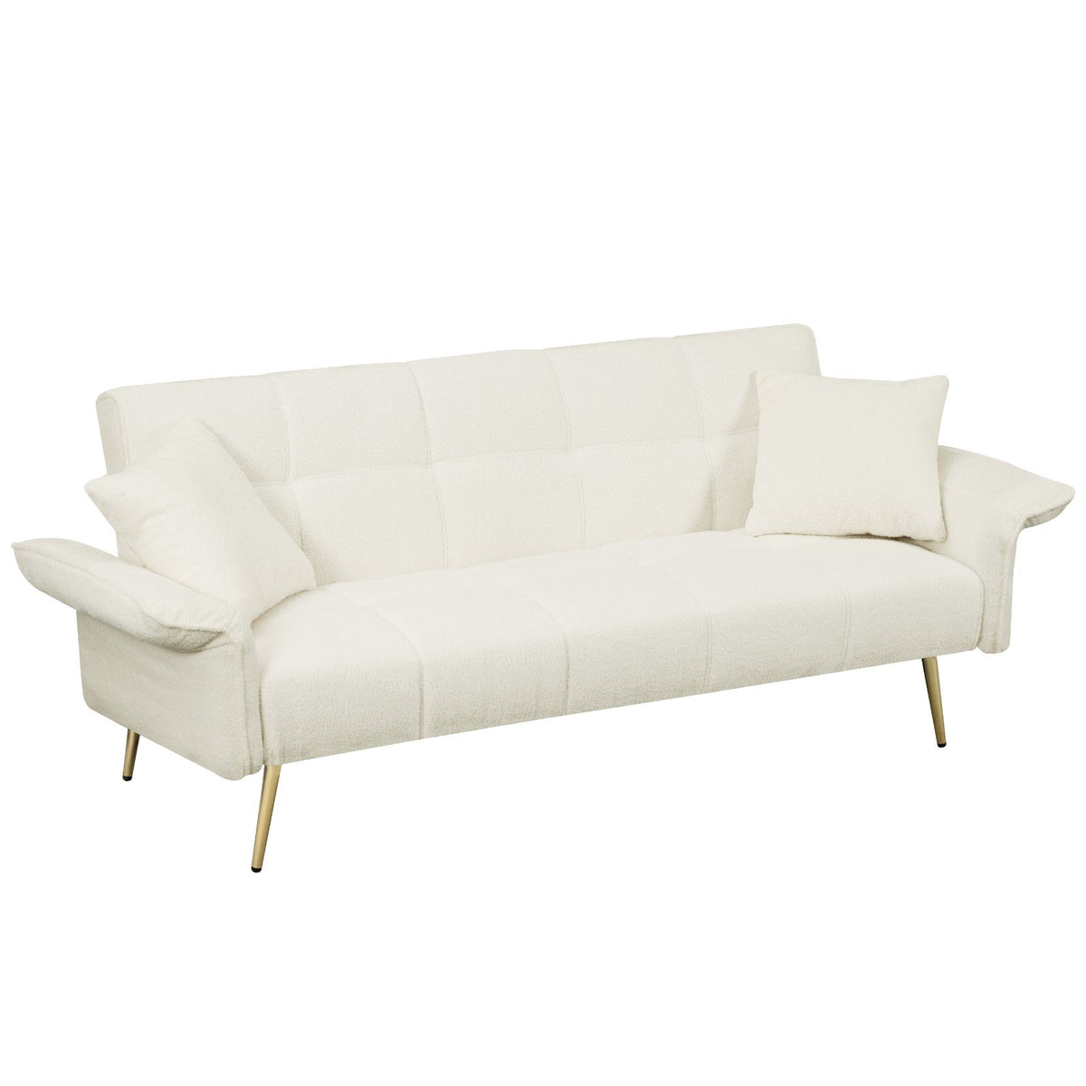 Futon Sofa Bed, Convertible Double Sofa Bed with Folding Armrests for Living Rooms and Small Spaces (70.1")