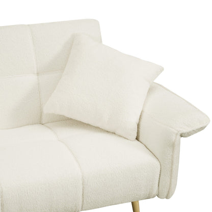 Futon Sofa Bed, Convertible Double Sofa Bed with Folding Armrests for Living Rooms and Small Spaces (70.1")