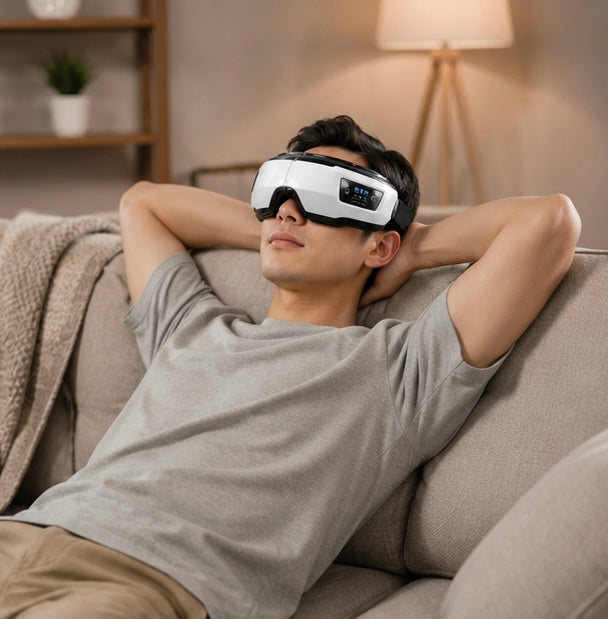 Air Pressure Heated Smart Eye Massager - 4D Eye Care Device with Bluetooth Music, Relaxation Tool for Eye Fatigue Dark Circles Relief