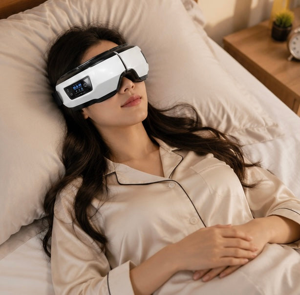 Air Pressure Heated Smart Eye Massager - 4D Eye Care Device with Bluetooth Music, Relaxation Tool for Eye Fatigue Dark Circles Relief