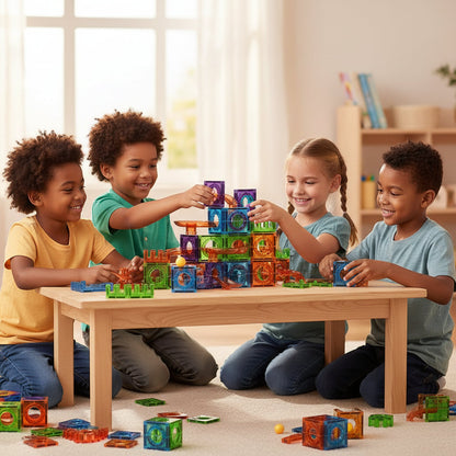 Magnetic Building Tiles with 3D Marble Run – 40-Piece  STEM Construction Set for Kids, Durable Educational Holiday Gift
