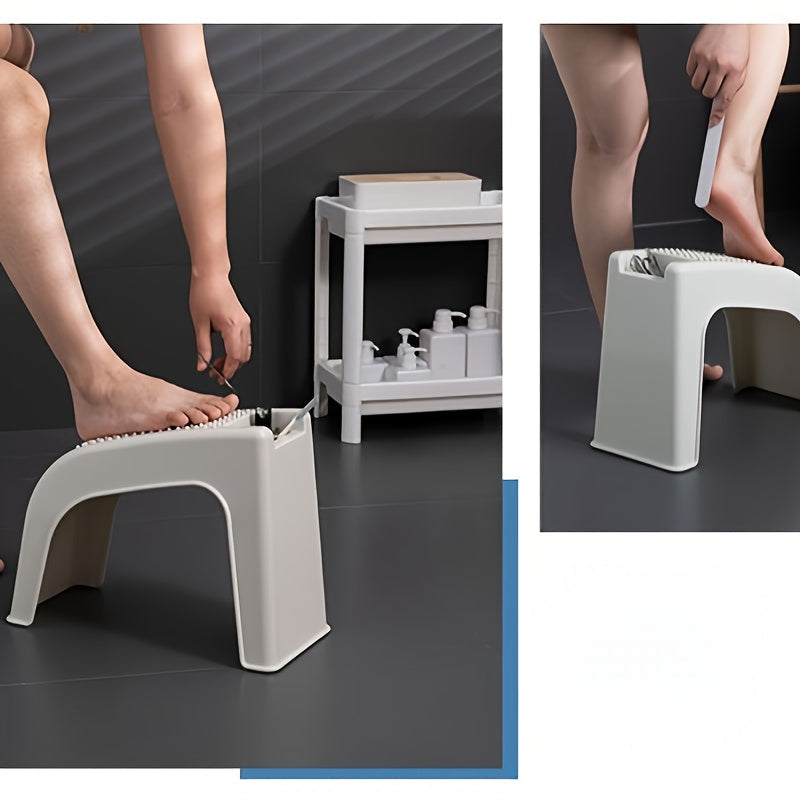 Multi-Functional Shower Foot Rest – Non-Slip Pedicure Stool with Built-In Storage, Durable Bathroom Helper for Grooming, Shaving & Spa