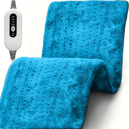 Soft Flannel Electric Heating Pad – 12”x24” Wrap with 4 Heat Settings, Auto Shut-Off, Fast Heating, Machine Washable for Full-Body Relief