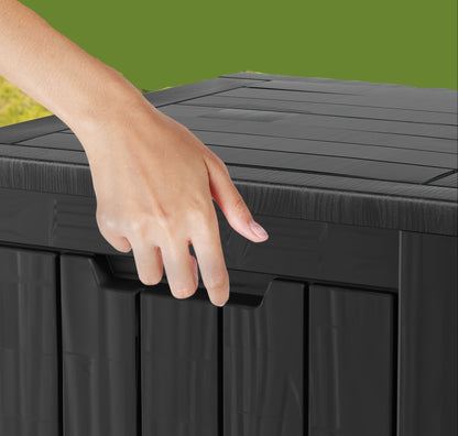 Black Outdoor Storage Box - 30 -Gallon Weatherproof Garden Organizer for Patio, Poolside, and Backyard Supplies