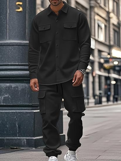 Men’s Fleece Lapel Jacket – Single-Breasted Outerwear with Pockets, Casual European Style for Autumn & Winter