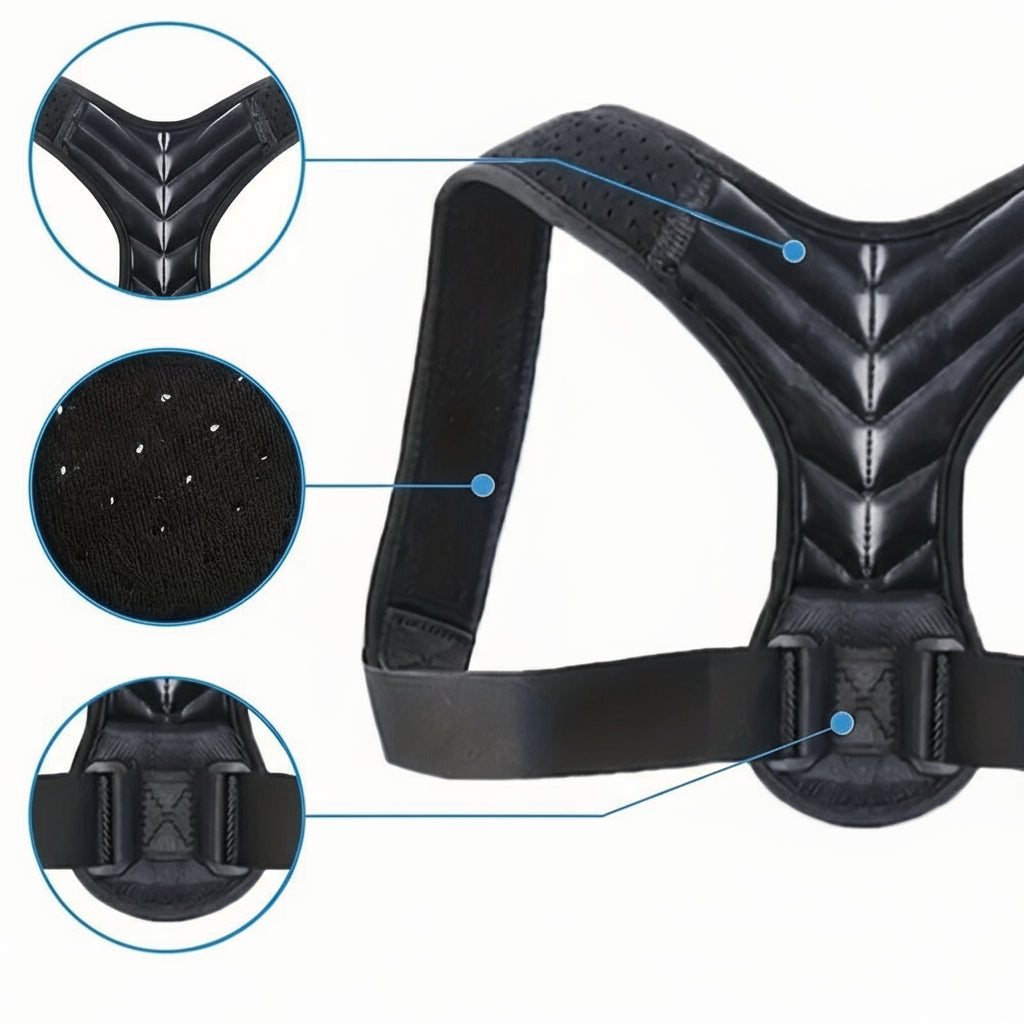 Back Brace with Adjustable Straps - Comfortable Back Support Brace, Breathable Polyester & Nylon Blend, Sporty Style