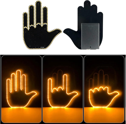 Funny Car Finger Light with Remote – Amber Middle Fingertip Gesture Brake Light Warning Sign for Road Rage, Novelty Auto Accessories, Night Driving Safety