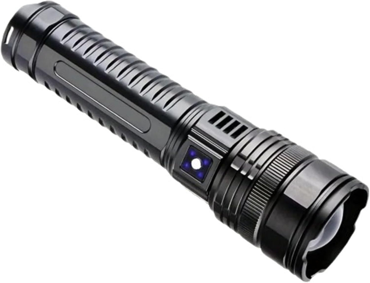 Tactical LED Flashlight – 1000W Built-in Battery Emergency Spotlight, 15000mAh Power with 9km Long-Range Beam