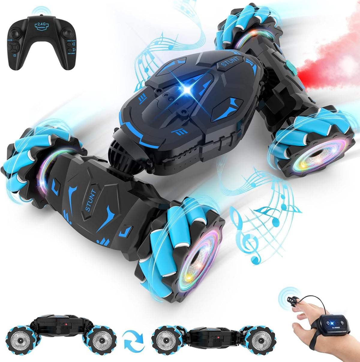 Remote Control Stunt Car – Music-Powered 4-Wheel Off-Road Drift Toy for Kids with Twist Climbing Design Perfect Holiday Gift