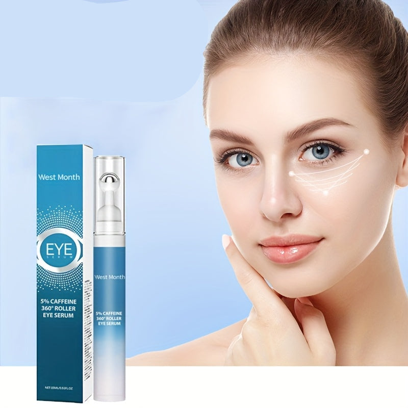 1pc Eye Serum with Caffeine, Hyaluronic Acid & Niacinamide, Hydrating, Moisturizing &Firming Light Beige, The Look Of Dark Circles, Brighten Light Beige, Lifting Eye Light Beige with 360° Massage Roller Ball, for All Light Beige Types