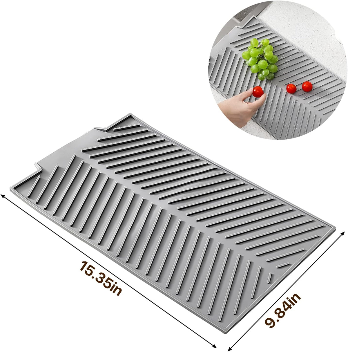 Silicone Dish Drying Mat – Flexible Heat-Resistant Pad 16.9 x 13 Inch, Non-Slip Dishwasher Safe Mat for Counters, Sink Drying, and Multi-Purpose Kitchen Use