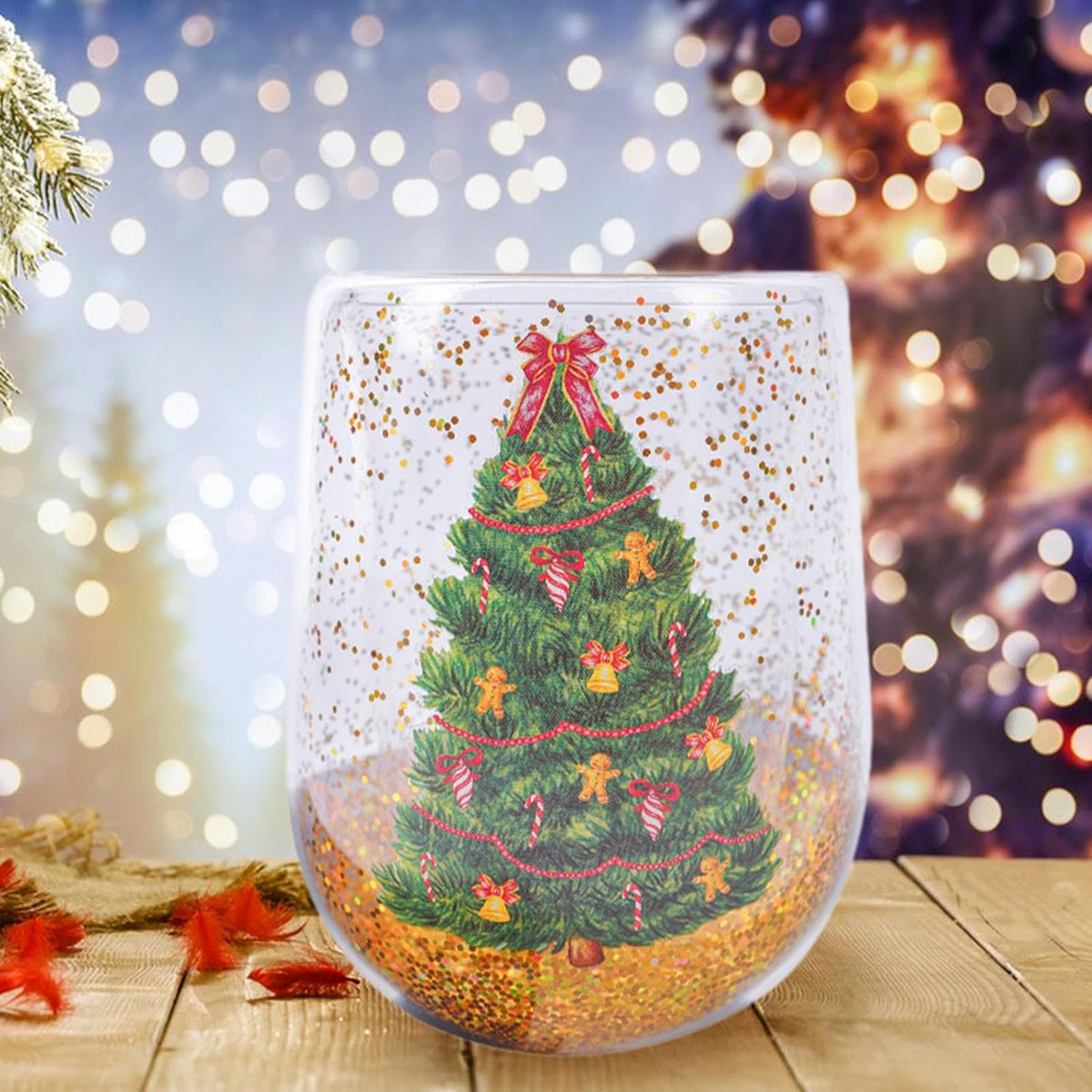 Christmas Double-Layer Glass Cup – Heat-Resistant Tree Mug for Coffee, Milk & Water, Cute Holiday Gift for Friends, Girls & Festive Kitchen Décor