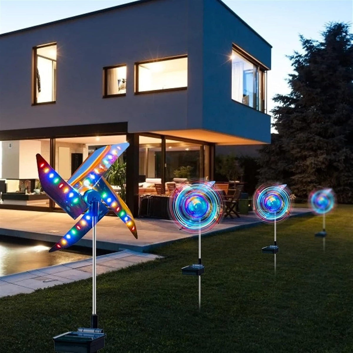 Solar Power Windmill Garden Light – Rotating Waterproof 32-LED Outdoor Landscape Spotlight for Yard, Pathway & Nighttime Decorative Illumination