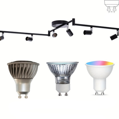 Track Rotating Black Ceiling Spotlights Lighting Kit – 6-Lights with Flexible Heads for Customizable Room Illumination
