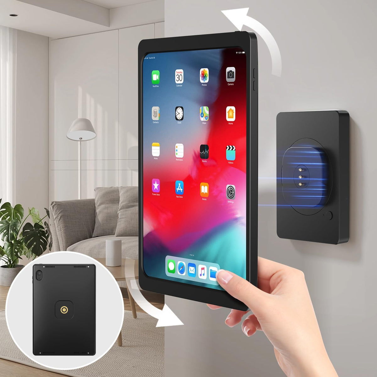 Wall Mounted Tablet Holder Charger – Magnetic Type-C Wireless Charging Bracket for iPad and Smart Home Control
