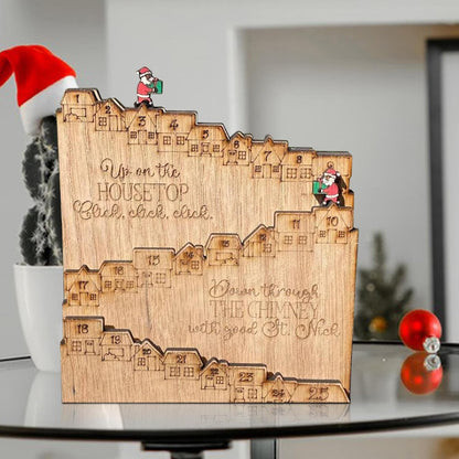 Wooden Christmas Advent Calendar House - 25-Day Countdown Display with Drawers, Festive Holiday Gift Organizer for Home & New Year Decor