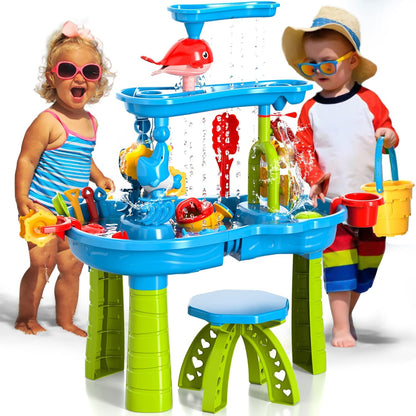 Children’s Sand & Water Play Table – Outdoor Beach Toy Set for Kids Ages 3–5, Creative DIY Fun for Boys & Girls