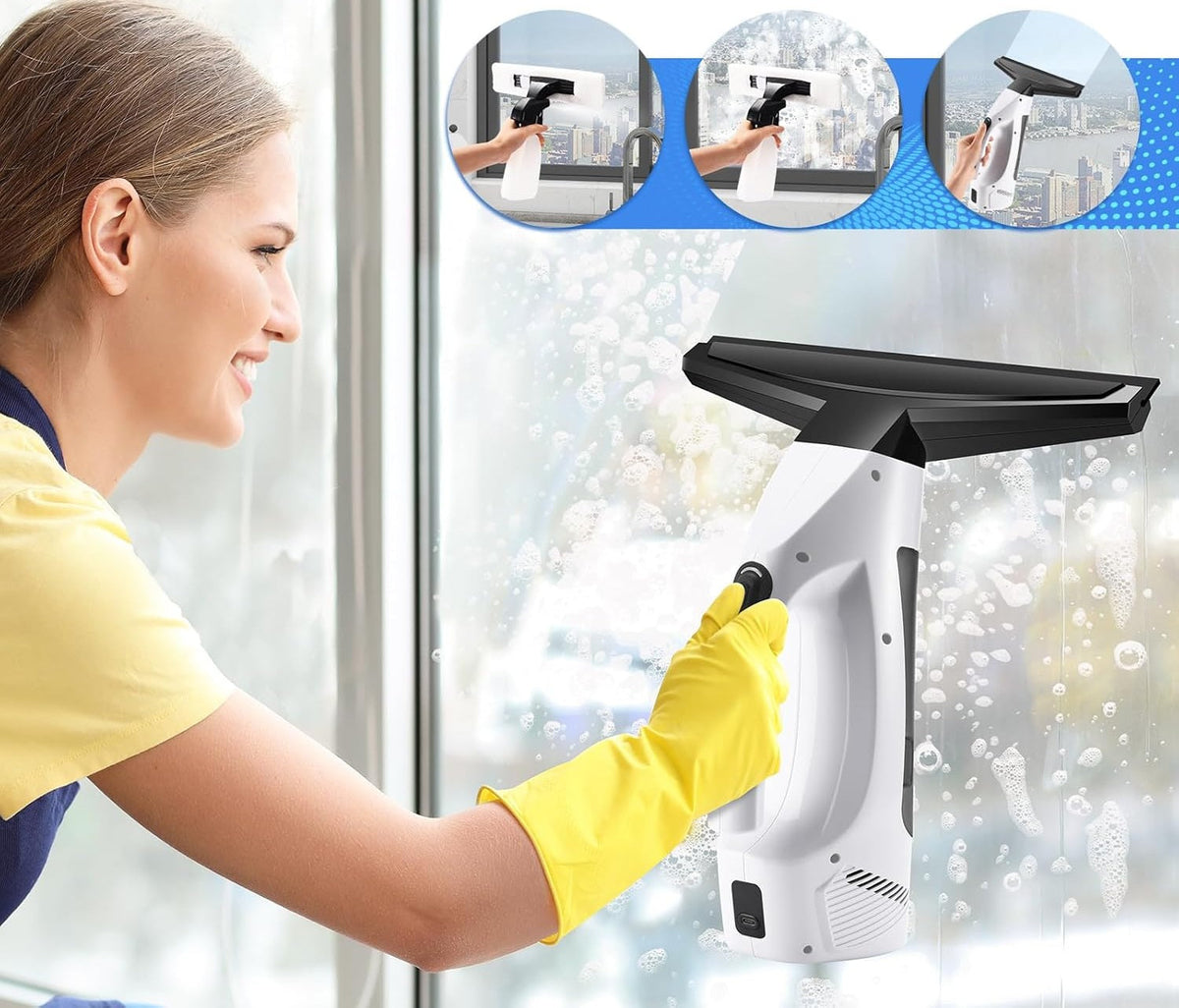 Cordless Electric Window Vacuum Cleaner – Handheld Glass Cleaning Tool for 2025 Home, Office & Car Use with Streak-Free Shine