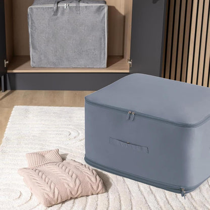 Ultra-Space-Saving Compression Organizer Bag – Heavy-Duty Khaki Storage Tote for Moving, Laundry, or Seasonal Clothes; Large 54×42×30 cm Capacity