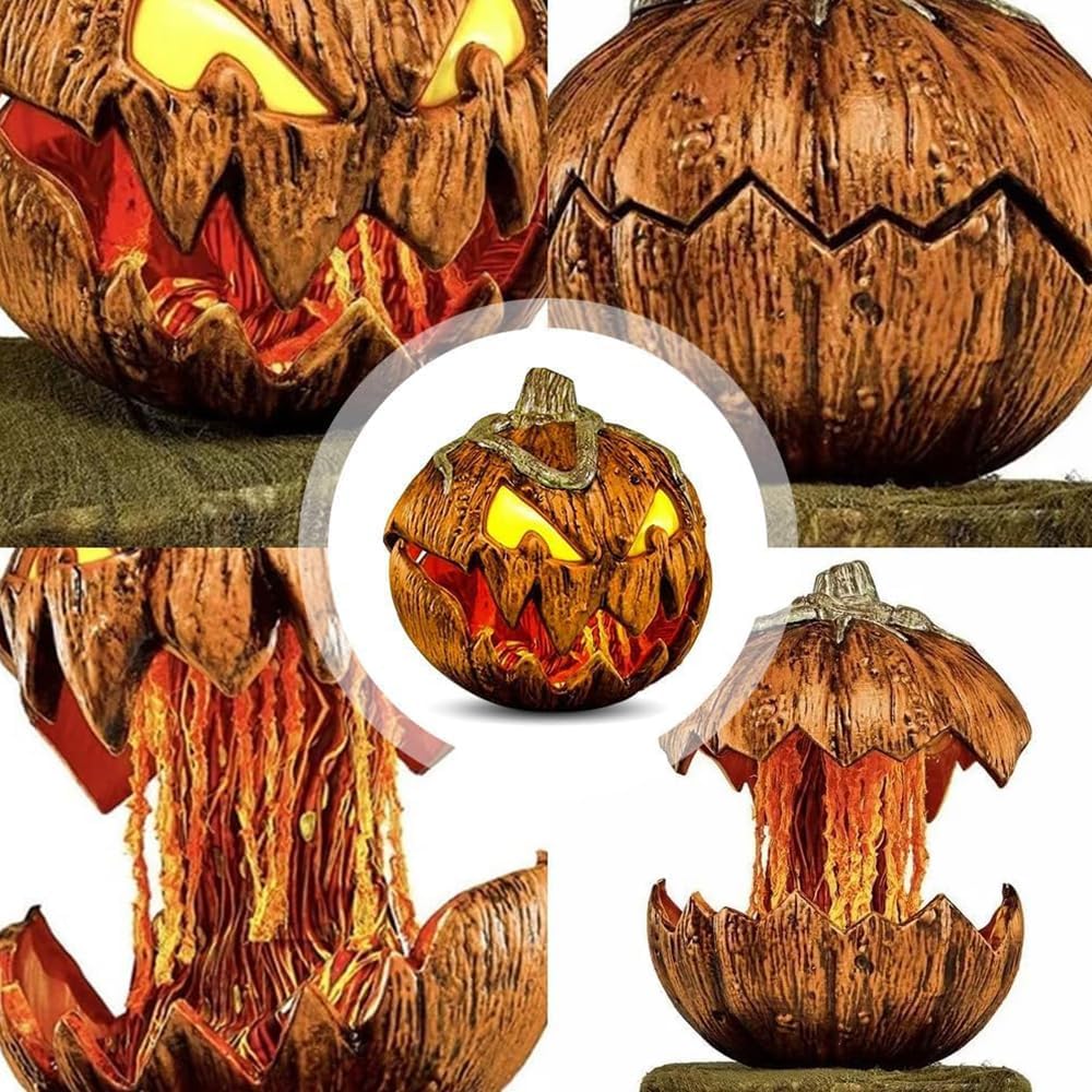Halloween Talking Pumpkin Decoration – Sound-Activated Light-Up Pumpkin Head with Thrilling Effects for Haunted House Props and Party Cosplay Supplies