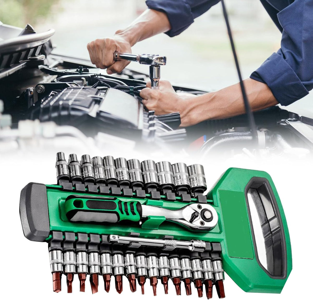 Comprehensive Socket Sleeve Wrench Set – Auto Repair Ratchet Spanner Kit with 1/4, 3/8, 1/2 Drive Sizes for Multi-Purpose Use