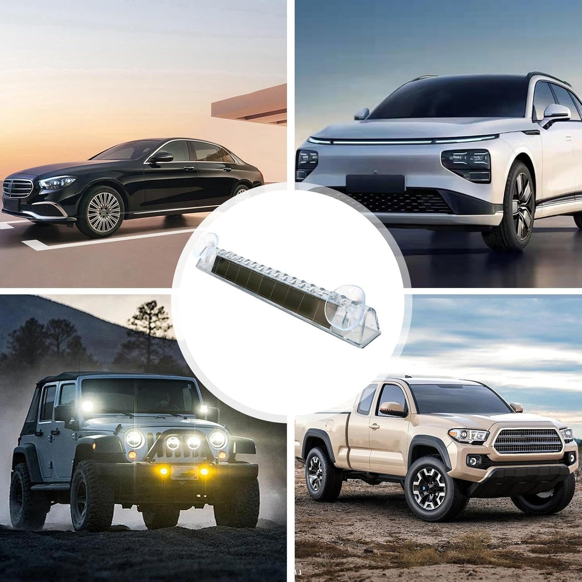 Solar-Powered Colorful Car Window Strobe Light – Wireless LED Warning Lamp for Anti-Collision Safety and Stylish Decoration