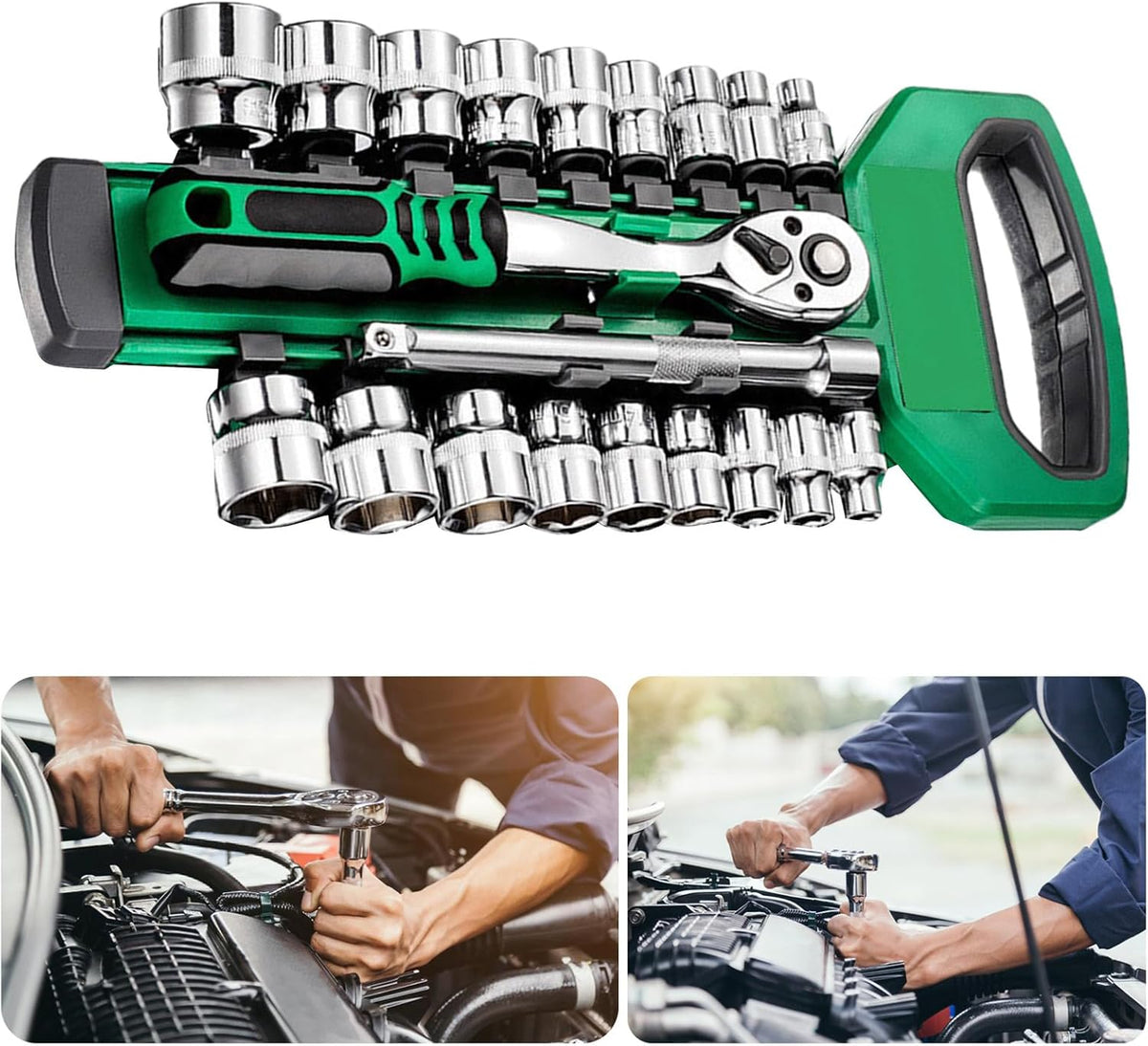 Comprehensive Socket Sleeve Wrench Set – Auto Repair Ratchet Spanner Kit with 1/4, 3/8, 1/2 Drive Sizes for Multi-Purpose Use