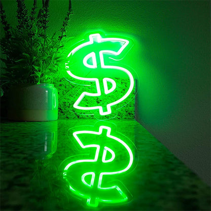 Dollar LED Neon Sign – USB Wall Light for Bar, Pub, Club, and Bedroom Decoration with Cool Money Design