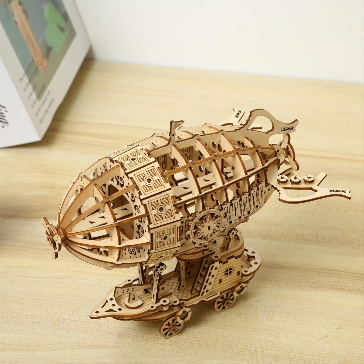 Airship Wooden Car Puzzle Model Kit – 3D Intricate DIY Mechanical Building Toy for Home Decor and Creative Handcraft Lovers
