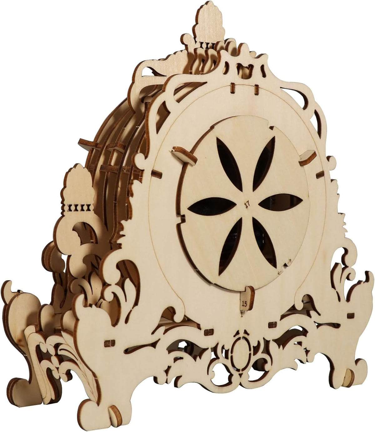 DIY Wooden Clock Puzzle Model Kit – 3D DIY Desktop Architectural Building Blocks with Functional Clock for Home Decor and Gifts