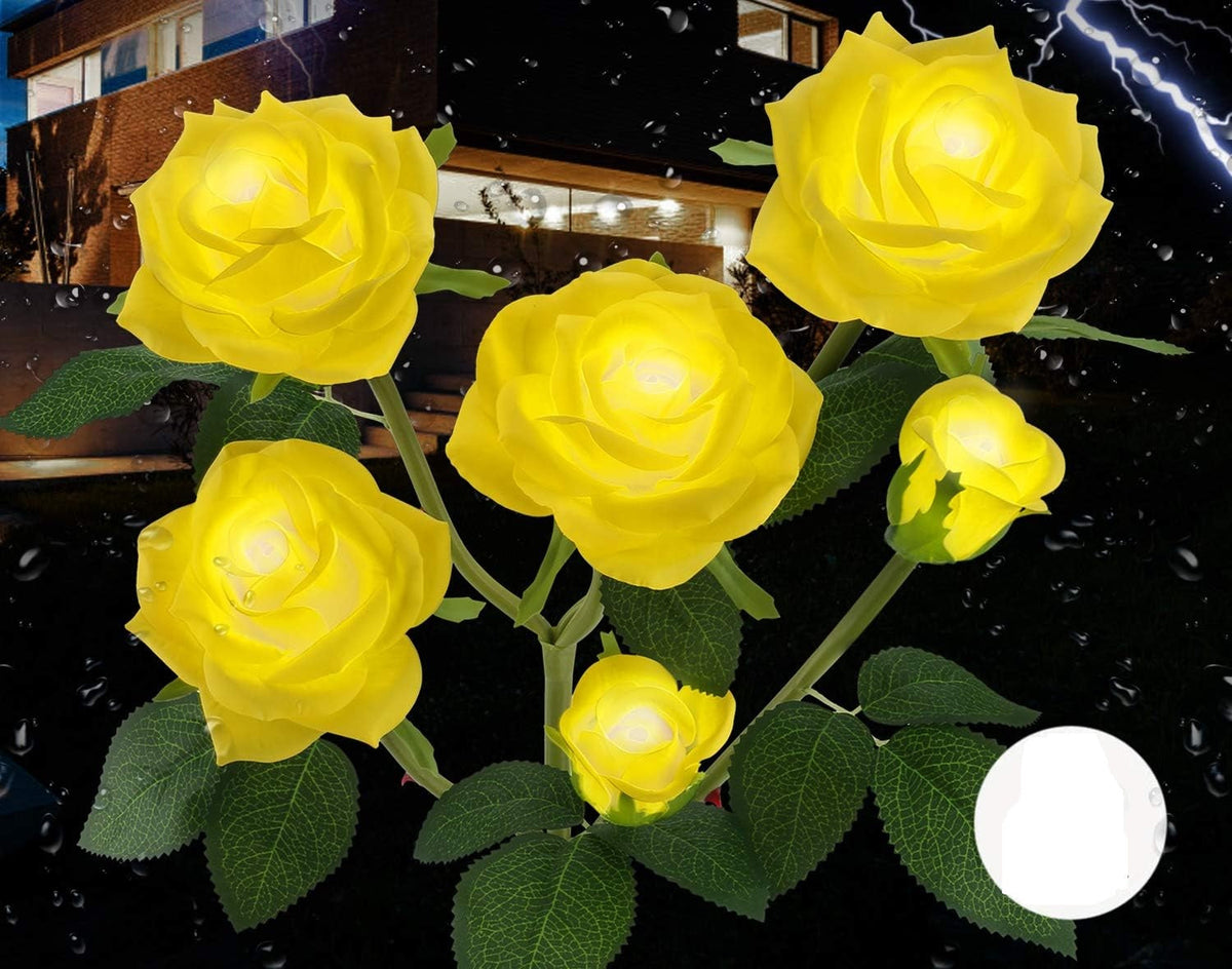 Solar Camellia Garden Lights – 7-Head Outdoor Decorative Lawn Lamps, Waterproof Solar Flower Lights