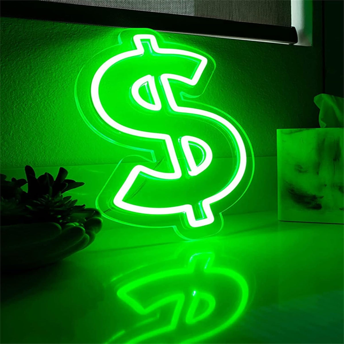Dollar LED Neon Sign – USB Wall Light for Bar, Pub, Club, and Bedroom Decoration with Cool Money Design