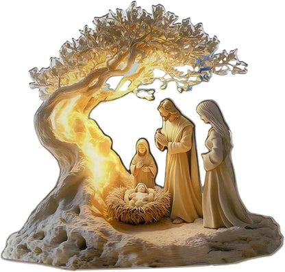 Nativity Jesus Birth Figurine – 2D Acrylic Christmas Statue Ornament for Home, Office, Church Decor, and Holiday Collectible Displays