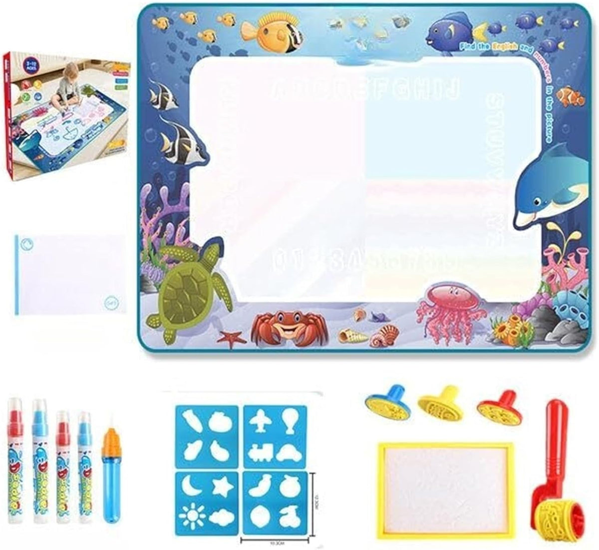Magic Water Drawing Mat – Reusable Montessori Water Canvas with Pen for Kids’ Educational Painting, Color-Free Sensory Play and Learning