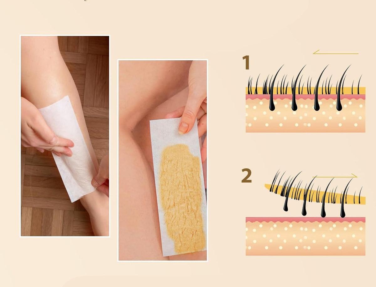 Organic Sugar Wax Hair Removal Kit – 17.6oz Natural Honey Formula Gentle on Sensitive Skin for Bikini, Arms, Legs, and Back