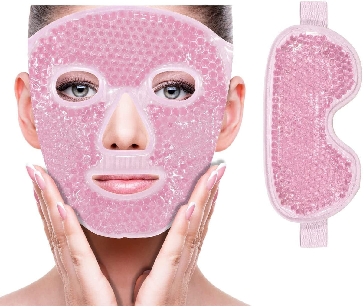 Reusable Full Face Ice Mask – Cooling Compression Therapy for Puffiness, Migraines, Redness Relief & Post-Skincare Recovery