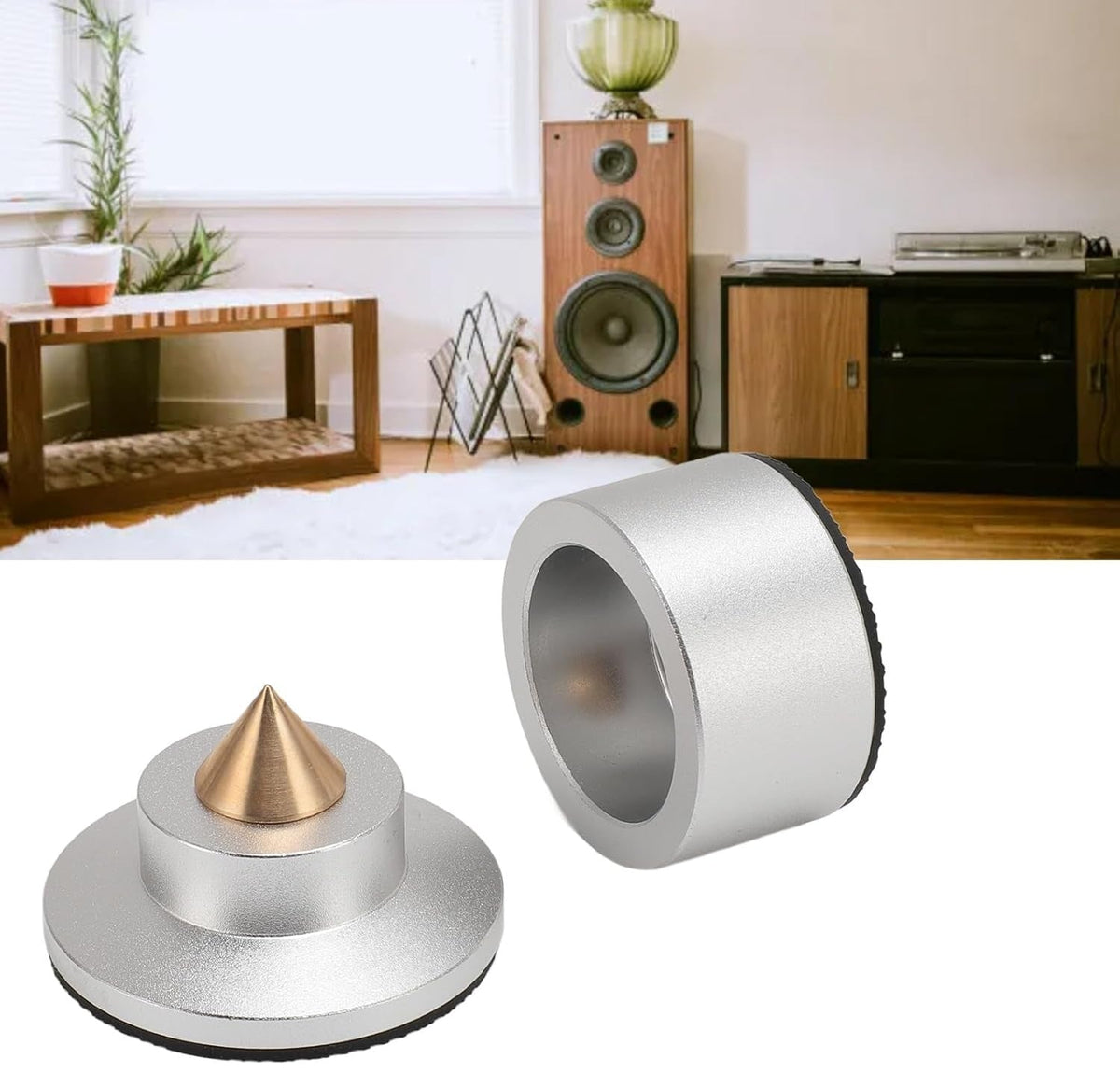 Aluminum Audio Amplifier Feet – 4-Piece HiFi Shock Absorber Pads for Speaker or CD Player, Reduce Vibration, Boost Sound Clarity