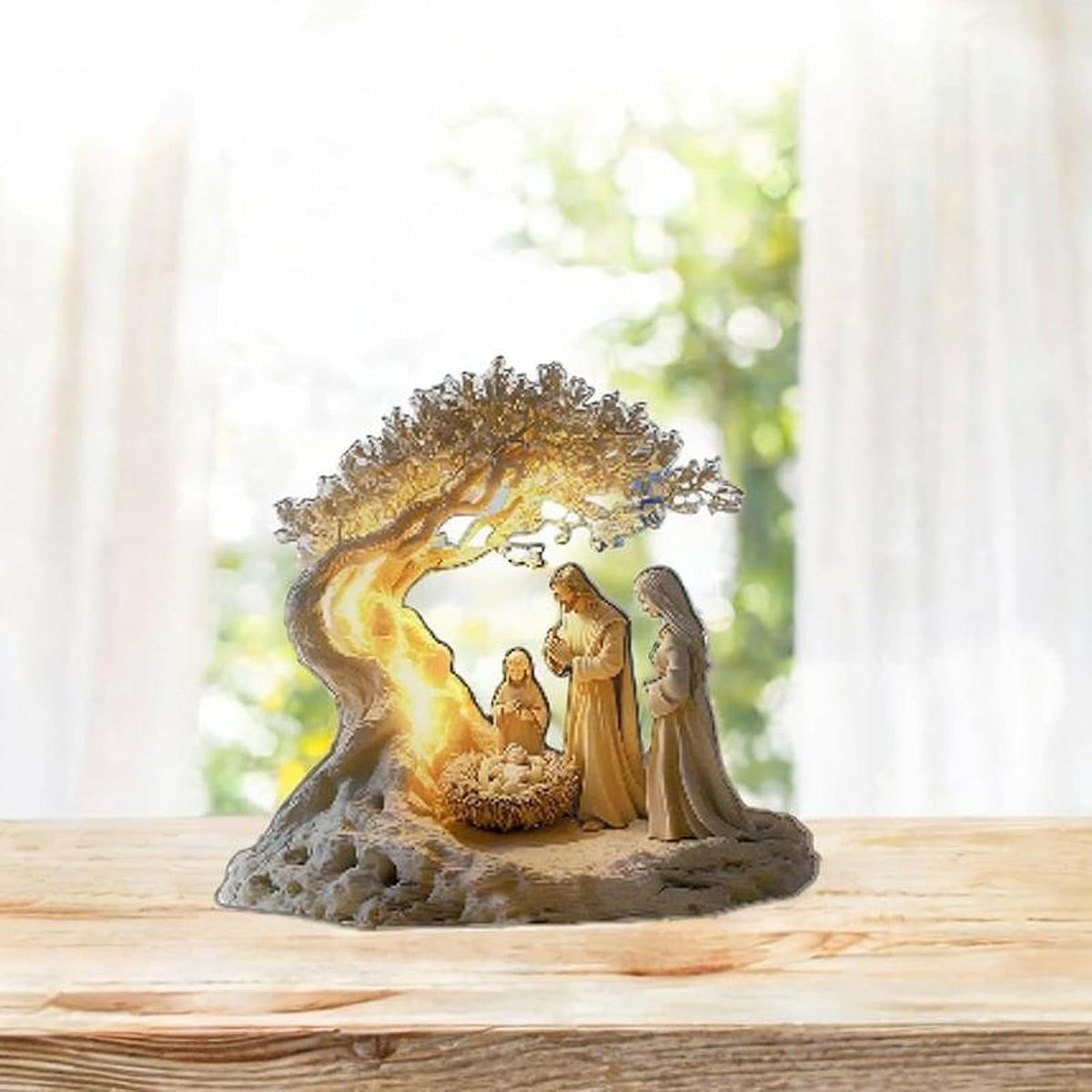 Nativity Jesus Birth Figurine – 2D Acrylic Christmas Statue Ornament for Home, Office, Church Decor, and Holiday Collectible Displays